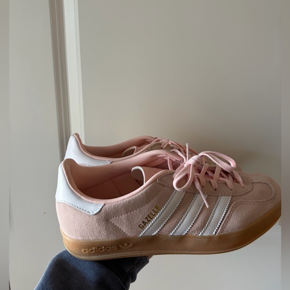 adidas Pink Suede Gazelle Sneaker with White Stripes - Picture 5 of 7